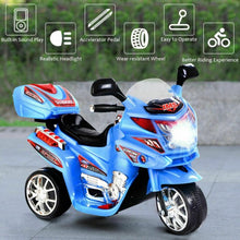 Load image into Gallery viewer, 3 Wheel Kids Ride On Motorcycle 6V Battery Powered Electric Toy Bicyle-Blue
