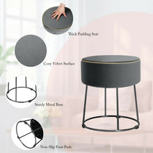 Load image into Gallery viewer, Velvet Round Footrest Ottoman with Metal Base and Non-Slip Foot Pads-Gray
