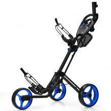 Load image into Gallery viewer, Folding 3 Wheels Golf Push Cart with Brake Scoreboard Adjustable Handle-Blue
