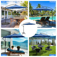Load image into Gallery viewer, 10FT Offset Umbrella with 8 Ribs Cantilever and Cross Base Tilt Adjustment-Blue
