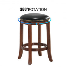 Load image into Gallery viewer, 24"Bistro Leather Padded  Backless Swivel Bar stool

