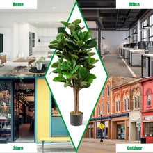 Load image into Gallery viewer, 4ft Artificial Fiddle Leaf Fig Tree Decorative Planter
