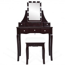 Load image into Gallery viewer, Dimmable Bulbs Touch Switch Vanity Dressing Table Set with Removable Box-Coffee
