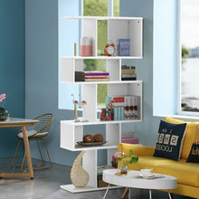 Load image into Gallery viewer, 5 Cubes Ladder Shelf Corner Bookshelf Display Rack Bookcase-White
