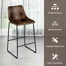 Load image into Gallery viewer, Set of 2 Bar Stool Faux Suede Upholstered Chair-Brown
