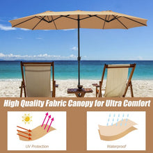 Load image into Gallery viewer, 15 Foot Extra Large Patio Double Sided Umbrella with Crank and Base-Beige
