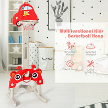Load image into Gallery viewer, 3-in-1 Basketball Hoop for Kids Adjustable Height Playset with Balls-Red
