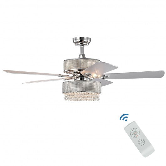 Modern Crystal Ceiling Chandelier Fan With Light Chrome Finished