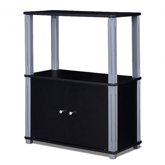 TV Stand Component Console Multipurpose Shelf with Storage Cabinet-Black