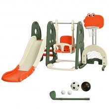 Load image into Gallery viewer, 6 in 1 Toddler Slide and Swing Set with Ball Games-Orange
