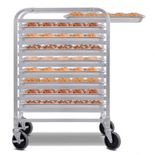 Load image into Gallery viewer, 10 Sheet Aluminum Rolling Bakery Pan Rack
