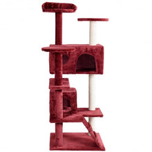 Load image into Gallery viewer, 52&quot; Cat Scratching Post and Ladder Kitten Tower Tree -Wine
