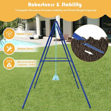Load image into Gallery viewer, Outdoor Kids Swing Set with Heavy Duty Metal A-Frame and Ground Stakes-Blue
