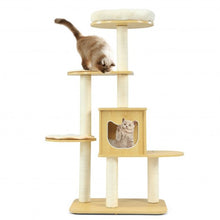 Load image into Gallery viewer, 4 Levels Modern Wood Cat Tower with Washable Mats-Walnut
