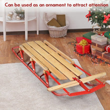 Load image into Gallery viewer, 54&quot; Kids Wooden Snow Sled w/ Metal Runners &amp; Steering Bar
