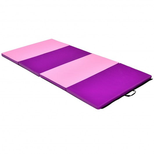 4 Inch x 8 Inch Folding Gymnastics Panel Mat with Handles Hook-Pink