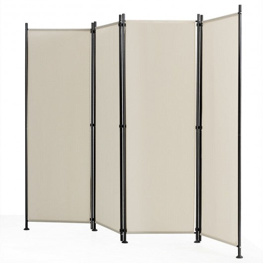 4-Panel Room Divider Folding Privacy Screen-Beige