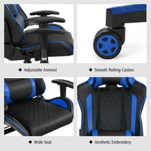 Load image into Gallery viewer, Massage Gaming Chair with Lumbar Support and Headrest-Blue
