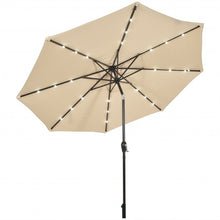 Load image into Gallery viewer, 10&#39; Solar LED Lighted Patio Market Umbrella Shade Tilt Adjustment Crank-Beige
