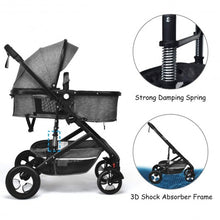 Load image into Gallery viewer, 2 in 1 High Landscape Convertible Reversible Bassinet Pram-Gray
