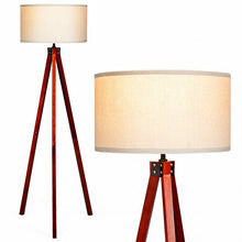 Load image into Gallery viewer, Modern Wood Tripod Floor Lamp with Foot Switch

