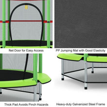Load image into Gallery viewer, 55&quot; Youth Jumping Round Trampoline with Safety Pad Enclosure-Green
