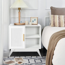 Load image into Gallery viewer, Storage Cabinet Free Standing with Adjustable Shelves Weaved Door-White
