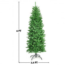 Load image into Gallery viewer, 6 ft PVC Hinged Pre-lit Artificial Fir Pencil Christmas Tree with 150 Warm White
