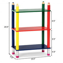 Load image into Gallery viewer, 3 Tiers Kids Bookshelf Crayon Themed Shelves Storage Bookcase
