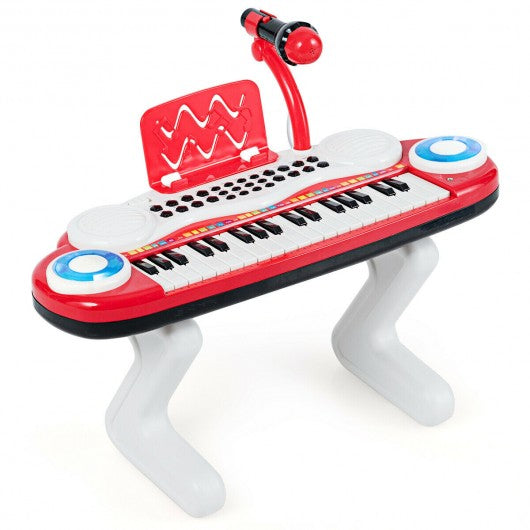 37-key Kids Toy Keyboard Piano with Microphone-Red