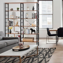 Load image into Gallery viewer, 80.7&quot; Double Wide 6-Shelf Bookcase Industrial Metal Storage Shelf
