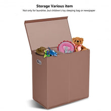 Load image into Gallery viewer, Double Laundry Hamper Storage Collapsible Basket Cothes Organizer-Brown
