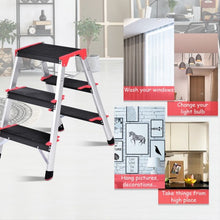 Load image into Gallery viewer, 3 Step Aluminum Lightweight Ladder Folding Non-Slip Stool
