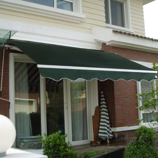 Manual Patio 8.2'×6.5' Retractable Deck Awning Sunshade Shelter Canopy Outdoor-Green