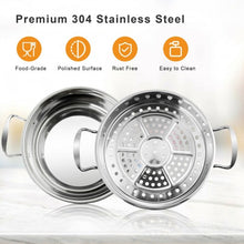 Load image into Gallery viewer, 2-Tier Steamer Pot 304 Stainless Steel Steaming Cookware with Glass Lid
