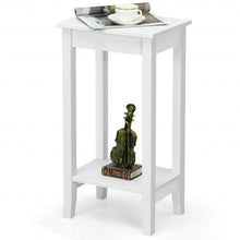 Load image into Gallery viewer, 2-Tier Nightstand End Side Wooden Legs Table for Bedroom-White
