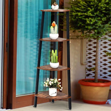 Load image into Gallery viewer, 4-Tier Corner Shelf Metal Storage Rack Domestic Bookcase-Black
