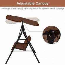 Load image into Gallery viewer, Loveseat Cushioned Patio Steel Frame Swing Glider-Coffee
