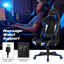 Load image into Gallery viewer, Reclining Swive Massage Gaming Chair-Blue
