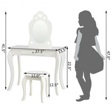 Load image into Gallery viewer, Kids Princess Makeup Dressing Play Table Set with Mirror -White
