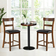 Load image into Gallery viewer, 2Pcs Counter Height Chair Set with Leather Seat and Rubber Wood Legs
