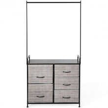 Load image into Gallery viewer, 5 Drawers Fabric Dresser with Hanger Metal Top Storage Closet Organizer
