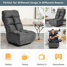 Load image into Gallery viewer, Swivel Folding Floor Gaming Chair with 6 Adjustable Positions  and Metal Base-Gray
