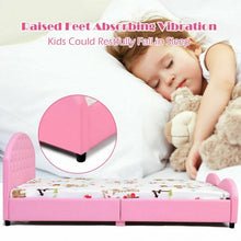 Load image into Gallery viewer, Kids Children PU Upholstered Platform Wooden Princess Bed

