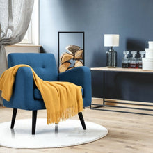 Load image into Gallery viewer, Modern Upholstered Comfy Accent Chair Single Sofa with Rubber Wood Legs-Navy
