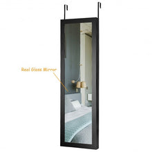 Load image into Gallery viewer, Wall Door Mounted Magnetic Mirrored Jewelry Cabinet-Black
