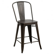 Load image into Gallery viewer, Set of 4 Rustic Metal Wood Bar Chairs with Seat-Gun
