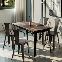 Load image into Gallery viewer, Set of 4 Rustic Metal Wood Bar Chairs with Seat-Gun
