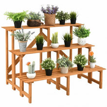 Load image into Gallery viewer, 3-Tier Wide Wood Flower Pot Step Ladder Plant Stand
