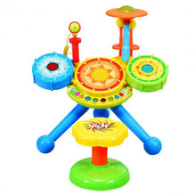 Load image into Gallery viewer, Kids Electric Jazz Drum Set with Stool Microphone &amp; LED Light
